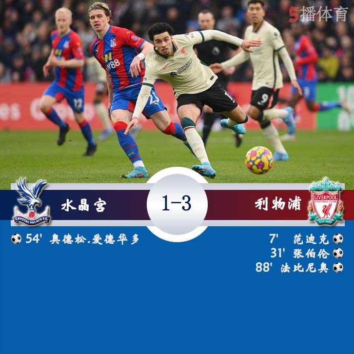 英超第23轮 水晶宫 1 - 3 利物浦