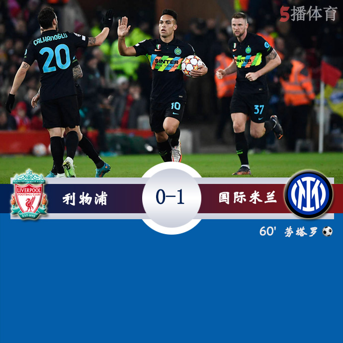 欧冠1/8决赛次回合 利物浦 0 - 1 国际米兰