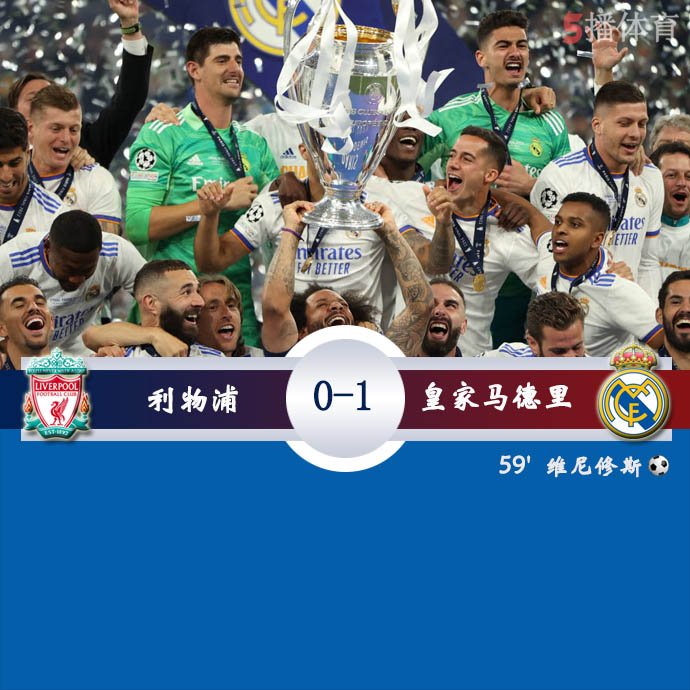 2022年欧冠决赛 利物浦0-1皇家马德里夺冠