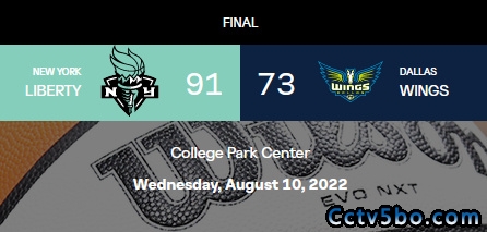 WNBA常规赛 纽约自由人 91 - 73 达拉斯飞翼