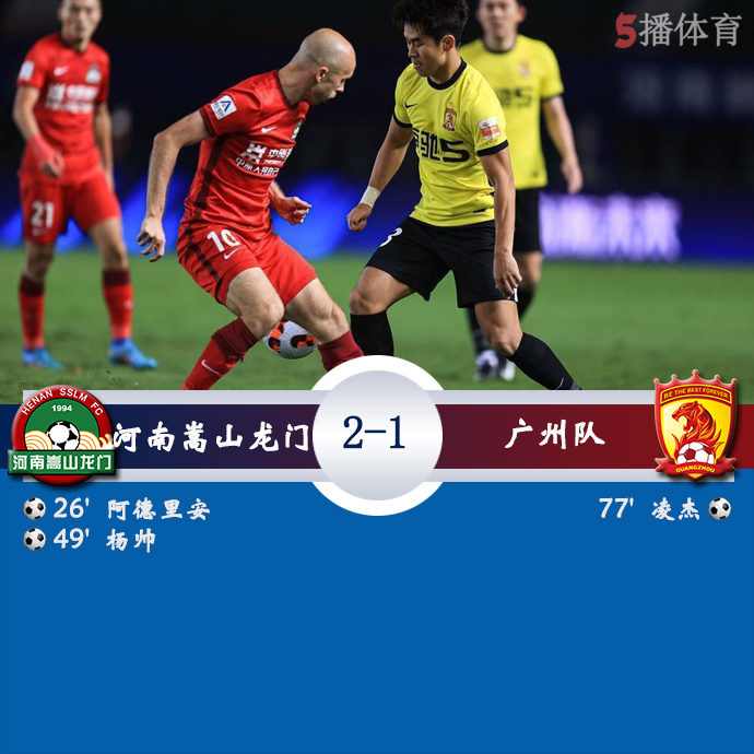 中超第15轮 河南嵩山龙门 2 - 1 广州
