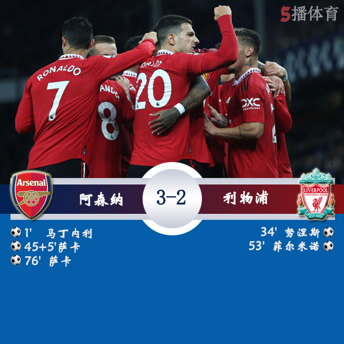 英超第10轮 阿森纳 3 - 2 利物浦