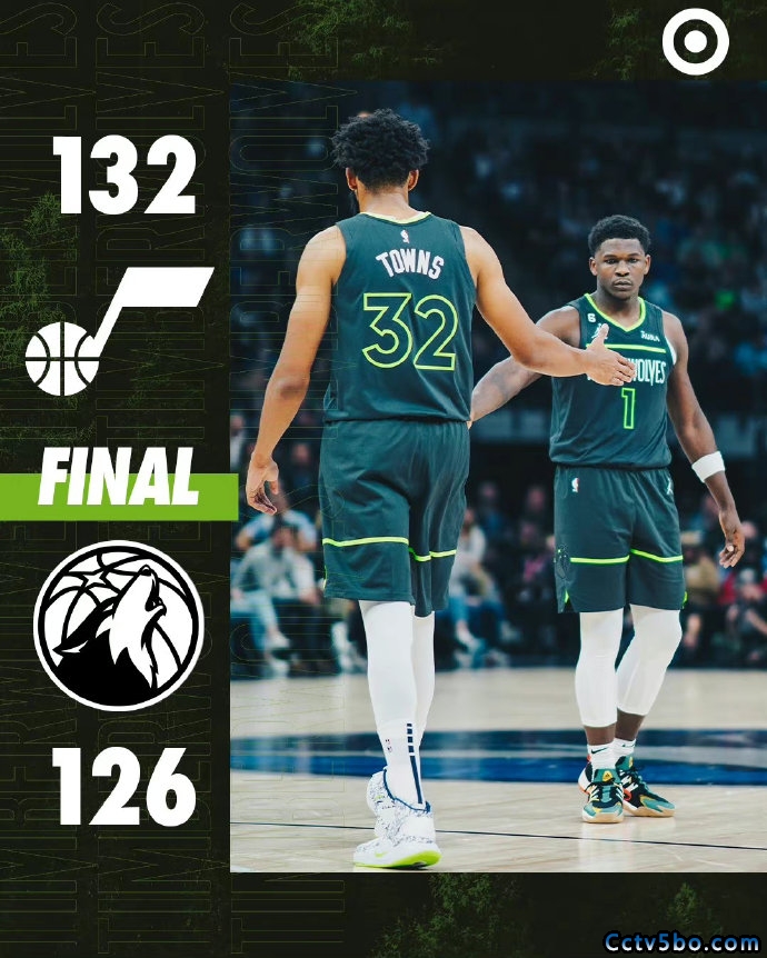 NBA常规赛 爵士 132 - 126 森林狼