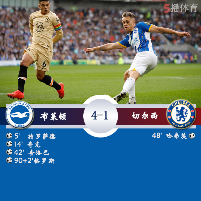 英超第14轮 布莱顿 4 - 1 切尔西