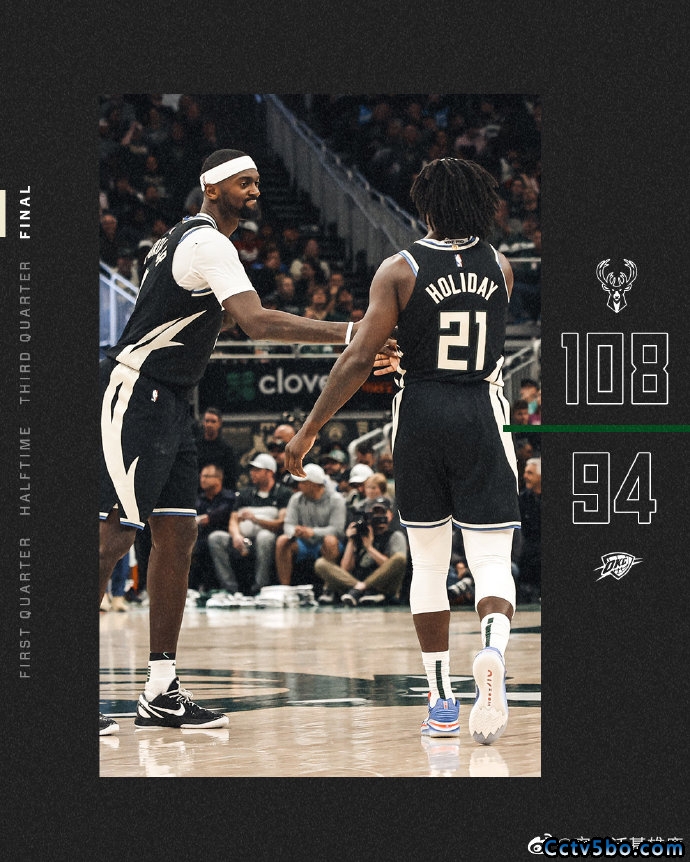 NBA常规赛 雷霆 94 - 108 雄鹿