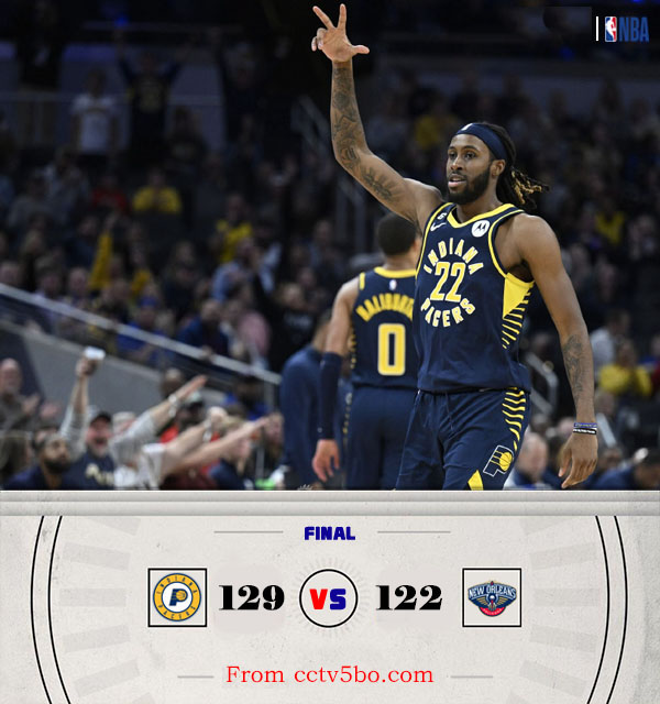NBA常规赛 鹈鹕  122 - 129  步行者