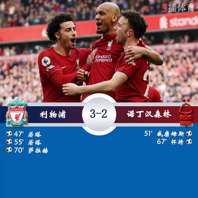利物浦 3 - 2 诺丁汉森林
