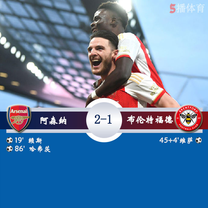 阿森纳2-1布伦特福德