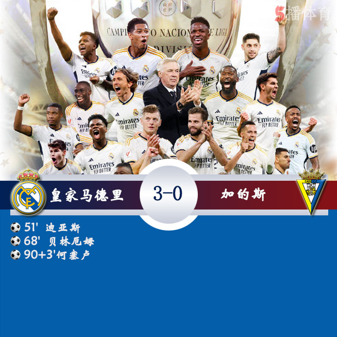 皇家马德里  3 - 0  加的斯