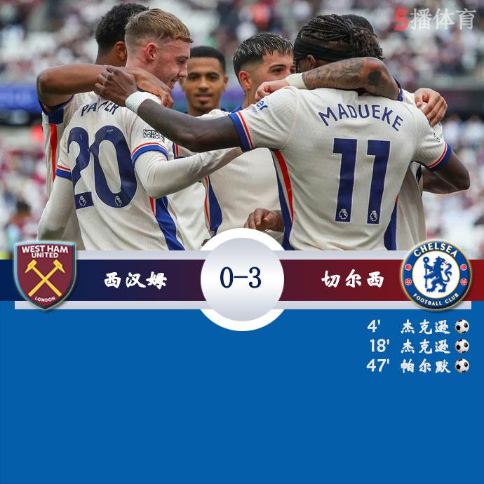 西汉姆 0 - 3 切尔西