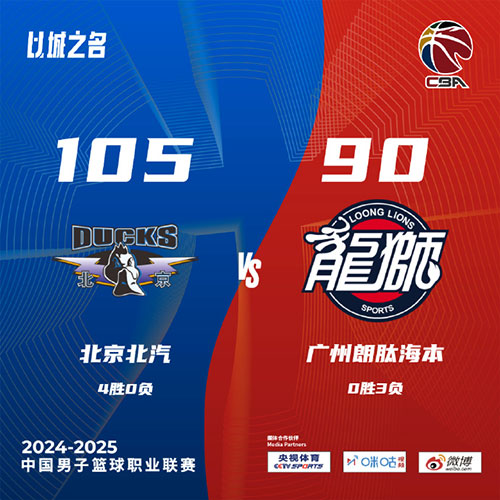 北京 105 - 90 广州