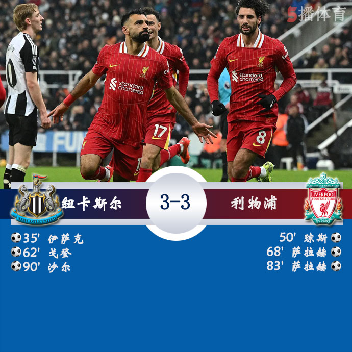纽卡斯尔 3 - 3 利物浦
