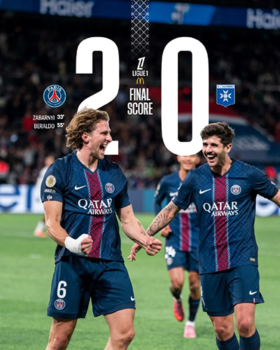 马尤卢传中助攻贝拉尔多头球破门，巴黎2-0轻取欧塞尔