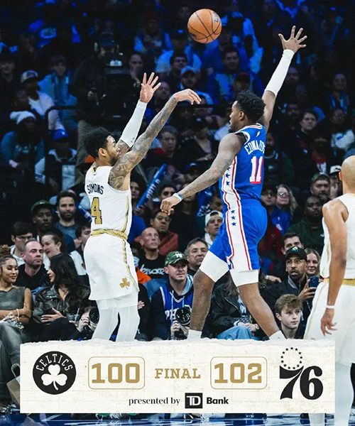 76人双杀凯尔特人：乌布雷补篮准绝杀书写焦点战