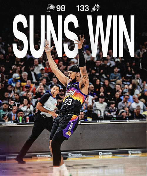 太阳大胜步行者豪取5连胜,狄龙赛季新高32分,布克33+7