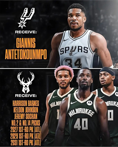 字母哥离雄鹿信号明显 马刺8换1交易引热议