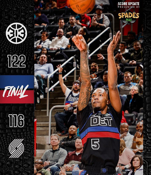 活塞6人上双力克开拓者,CC29+9,阿夫迪亚35+9+7