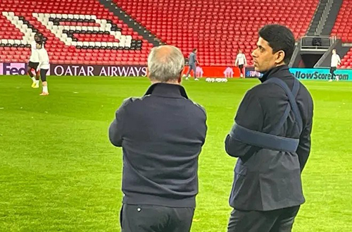 纳赛尔手臂缠石膏现身训练场，带伤督战巴黎冲刺<a href=/zuqiu/ouguan/ target=_blank class=infotextkey>欧冠</a>