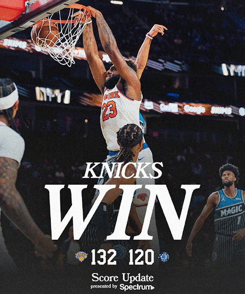 尼克斯132-120力克魔术进NBA杯决赛，布伦森40+8，唐斯29+8