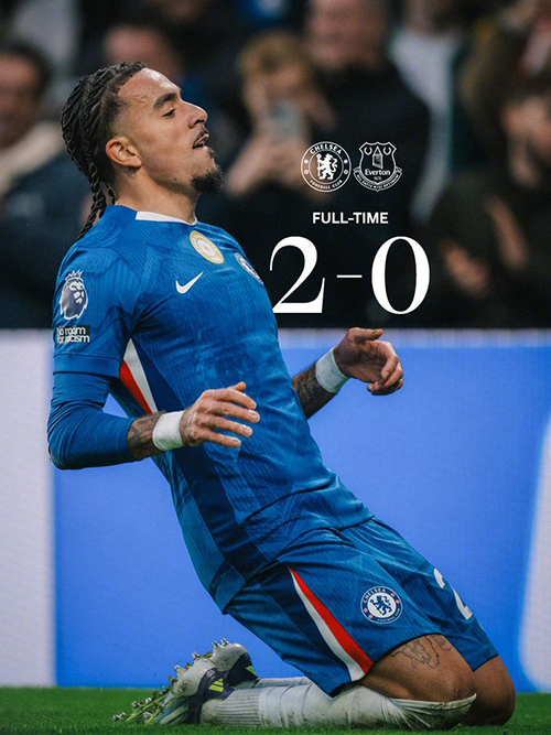 古斯托传射建功 帕尔默复出首球 切尔西2-0完胜埃弗顿