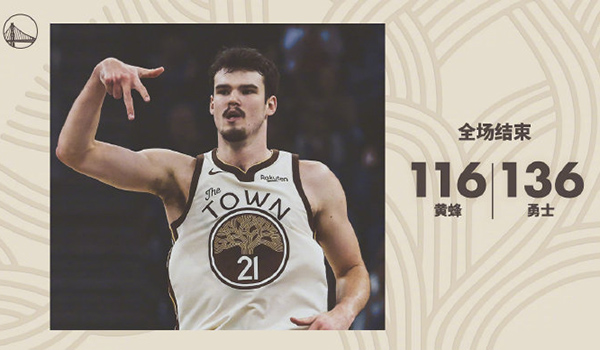 勇士136-116击败黄蜂迎3连胜，追梦20分6助攻，库里14+3+5