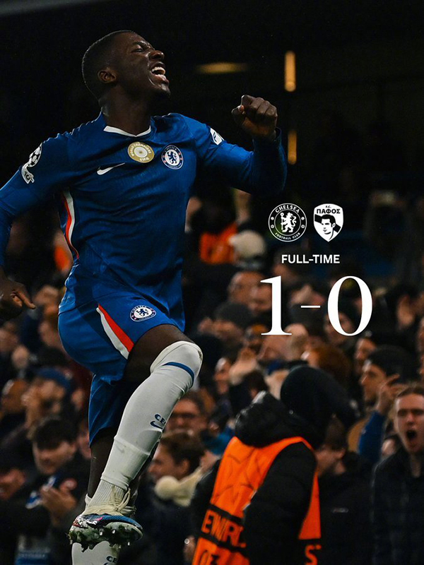 切尔西1-0帕福斯 福法纳头球后蹭 凯塞多制胜