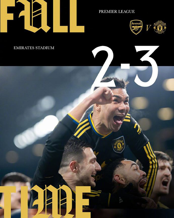 曼联客场3-2击败阿森纳 姆伯莫笑纳大礼 多古凌空抽射破门