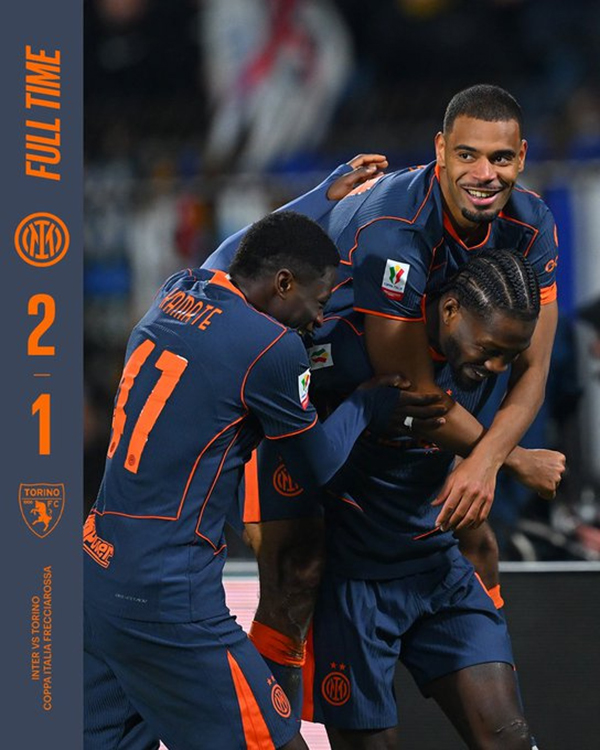 国米主场2-1战胜都灵 图拉姆助攻 迪乌夫抢点破门